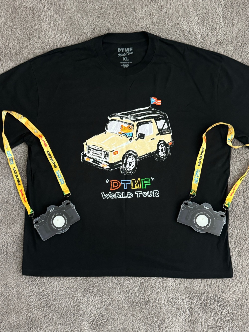Brand New Bad Bunny DTMF World Tour Graphic Tee w/ Light Up Cameras - XL